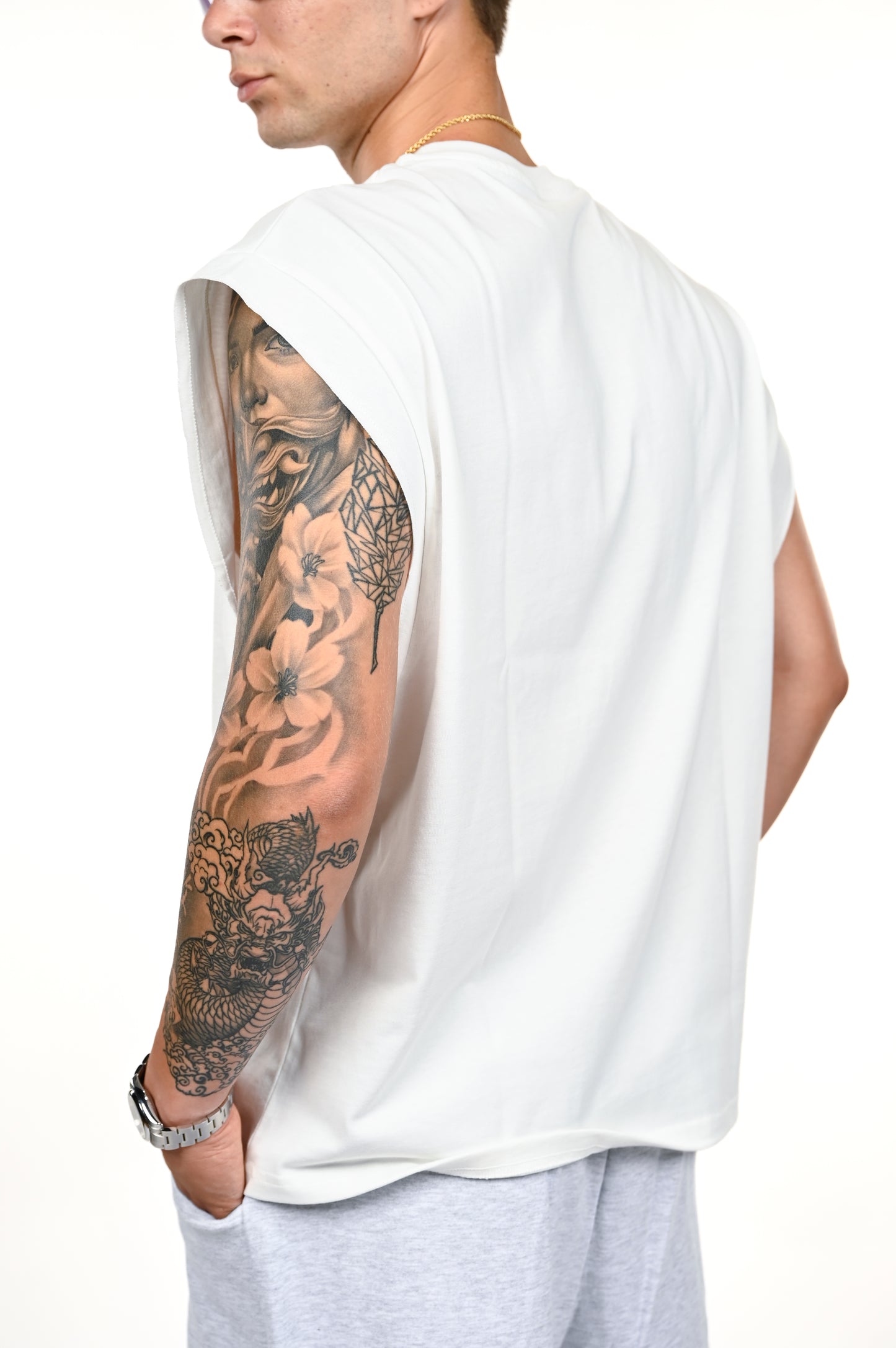 TANK 210 GSM – DOUBLE SEAM SLEEVE OFF-WHITE