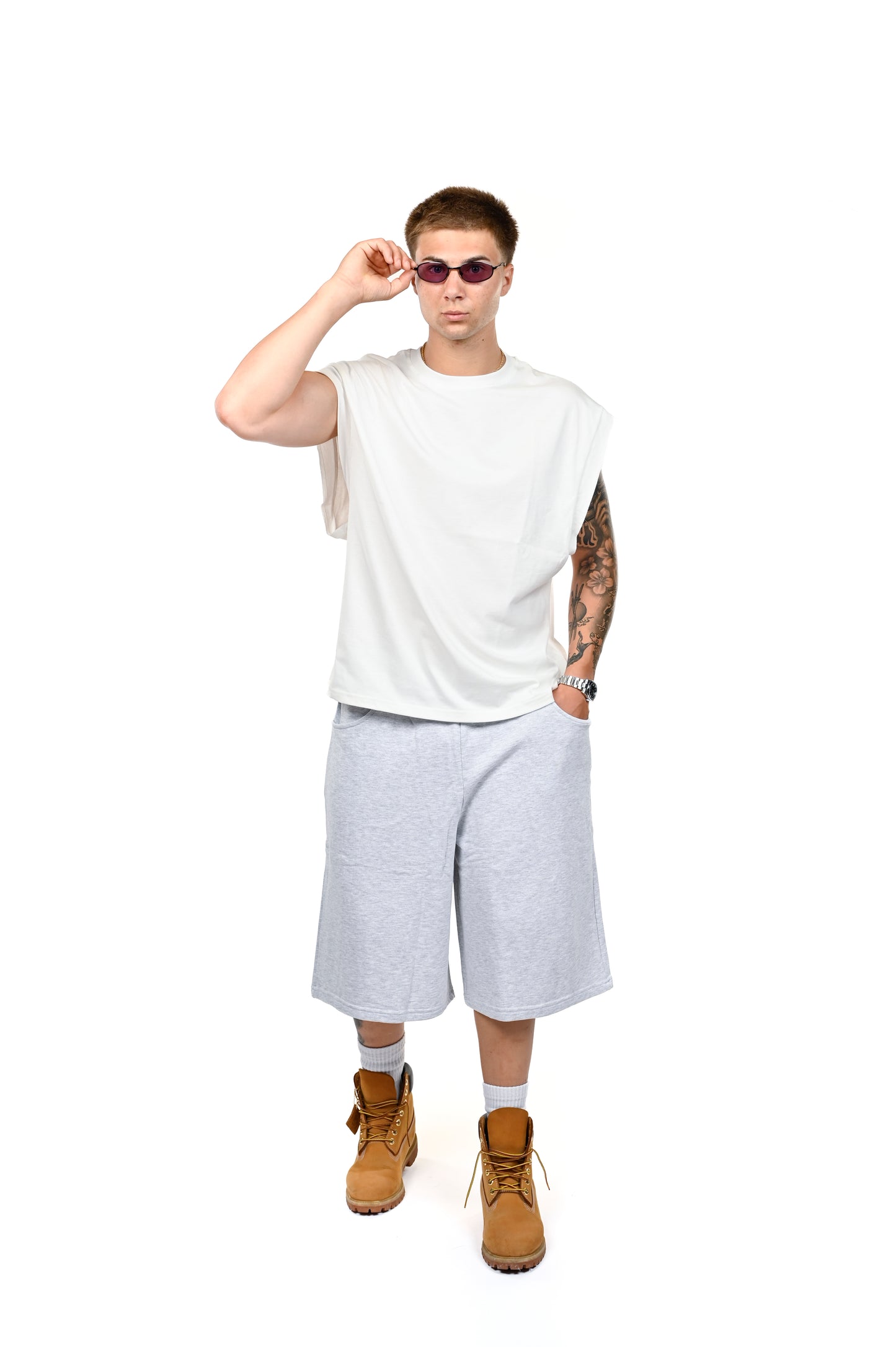 FLEECE JORTS 310 GSM ATHLETIC GREY