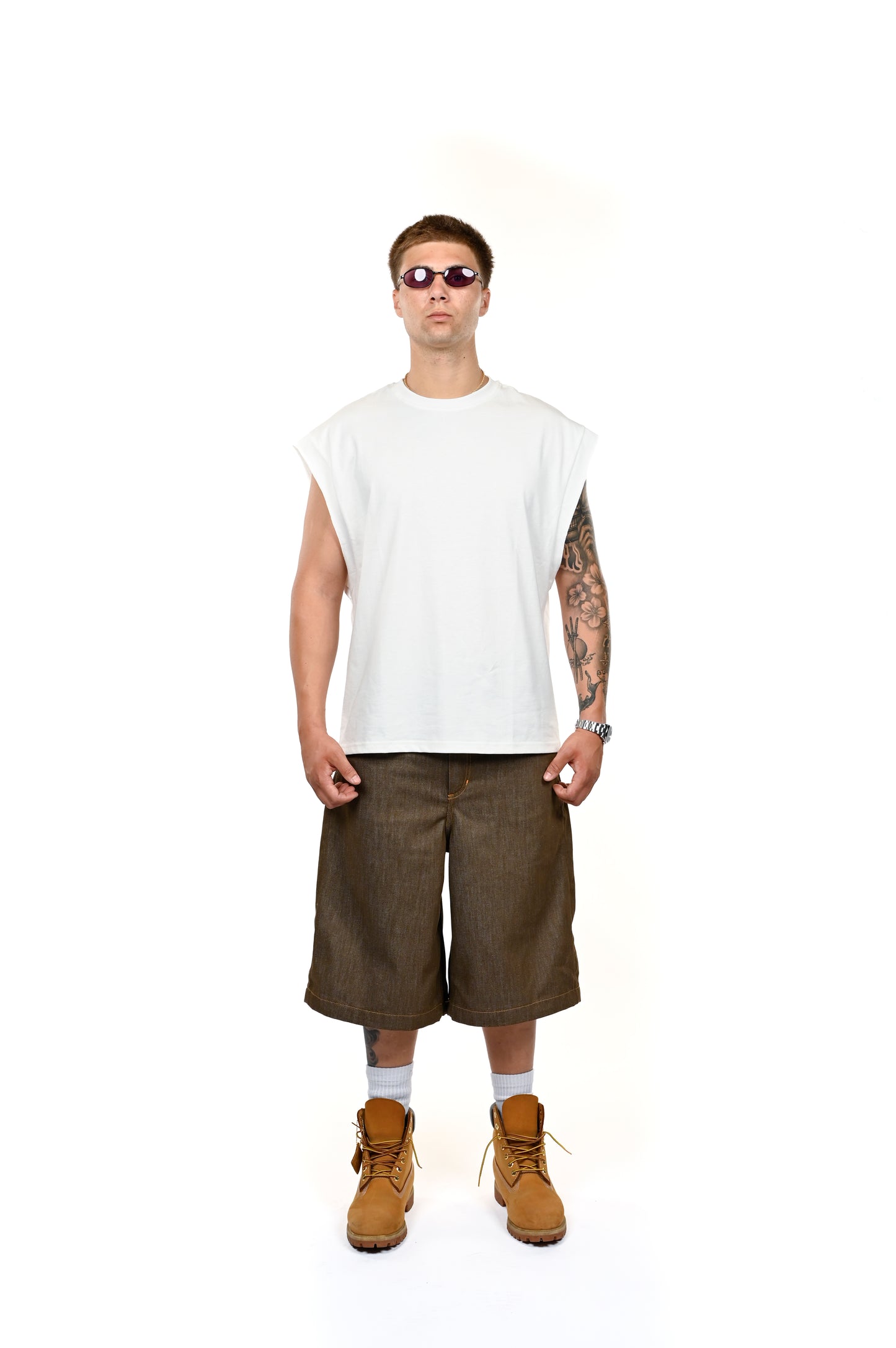 BROWN RAW DENIM JORTS 12 OZ