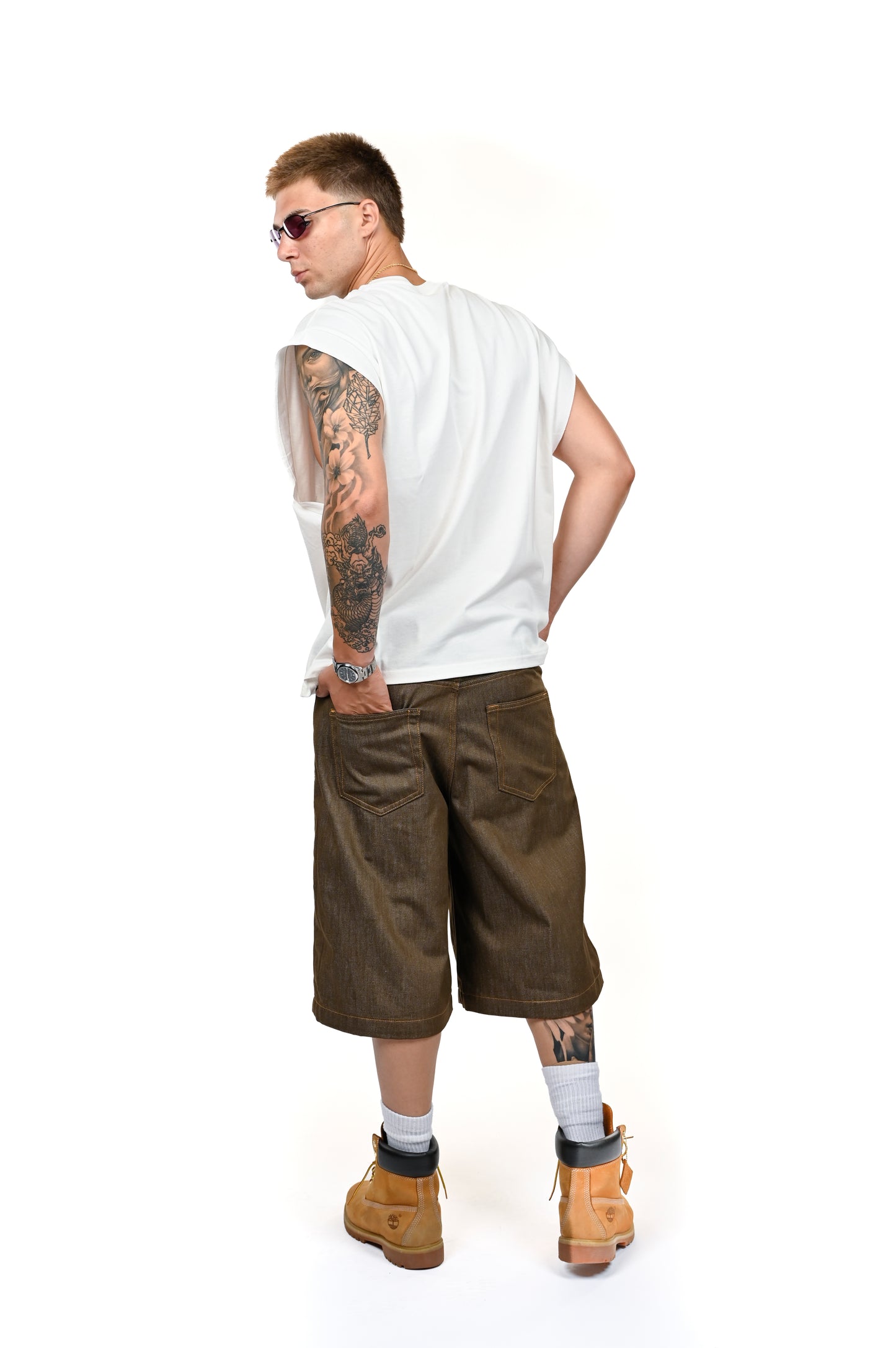BROWN RAW DENIM JORTS 12 OZ