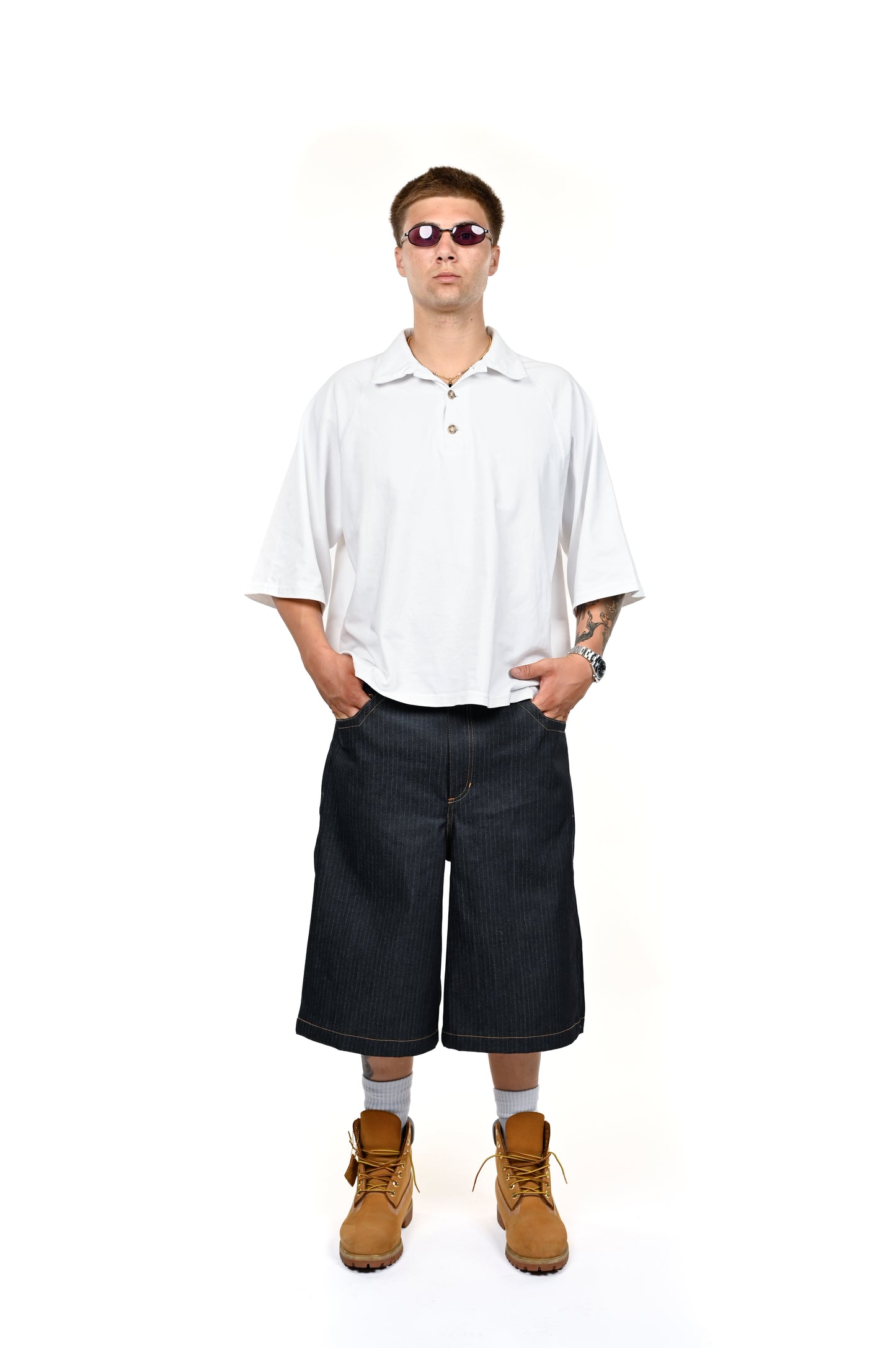 MIDNIGHT PINSTRIPE JORTS 13 OZ