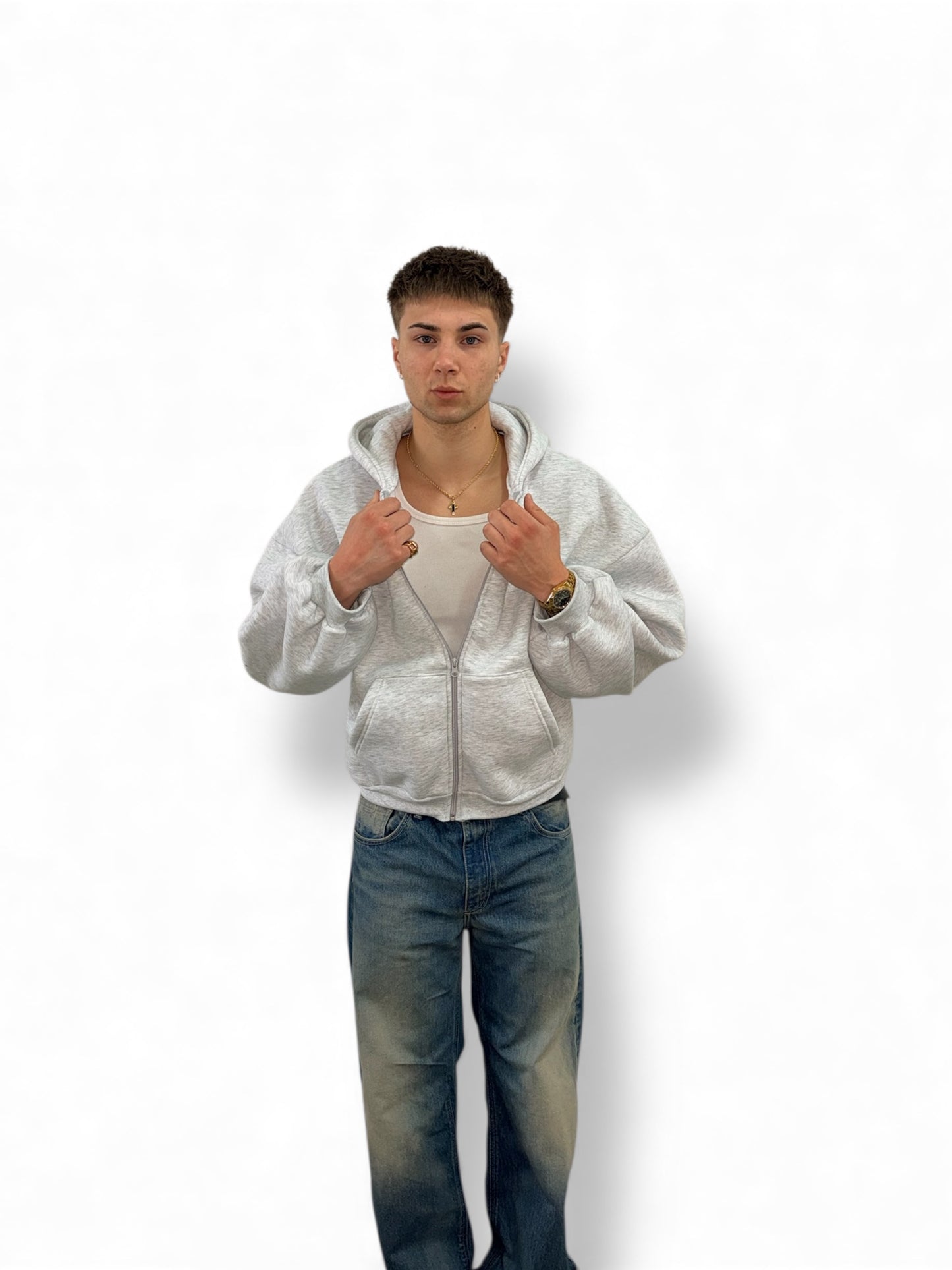 Zip Hoodie 500gsm Athletic grey