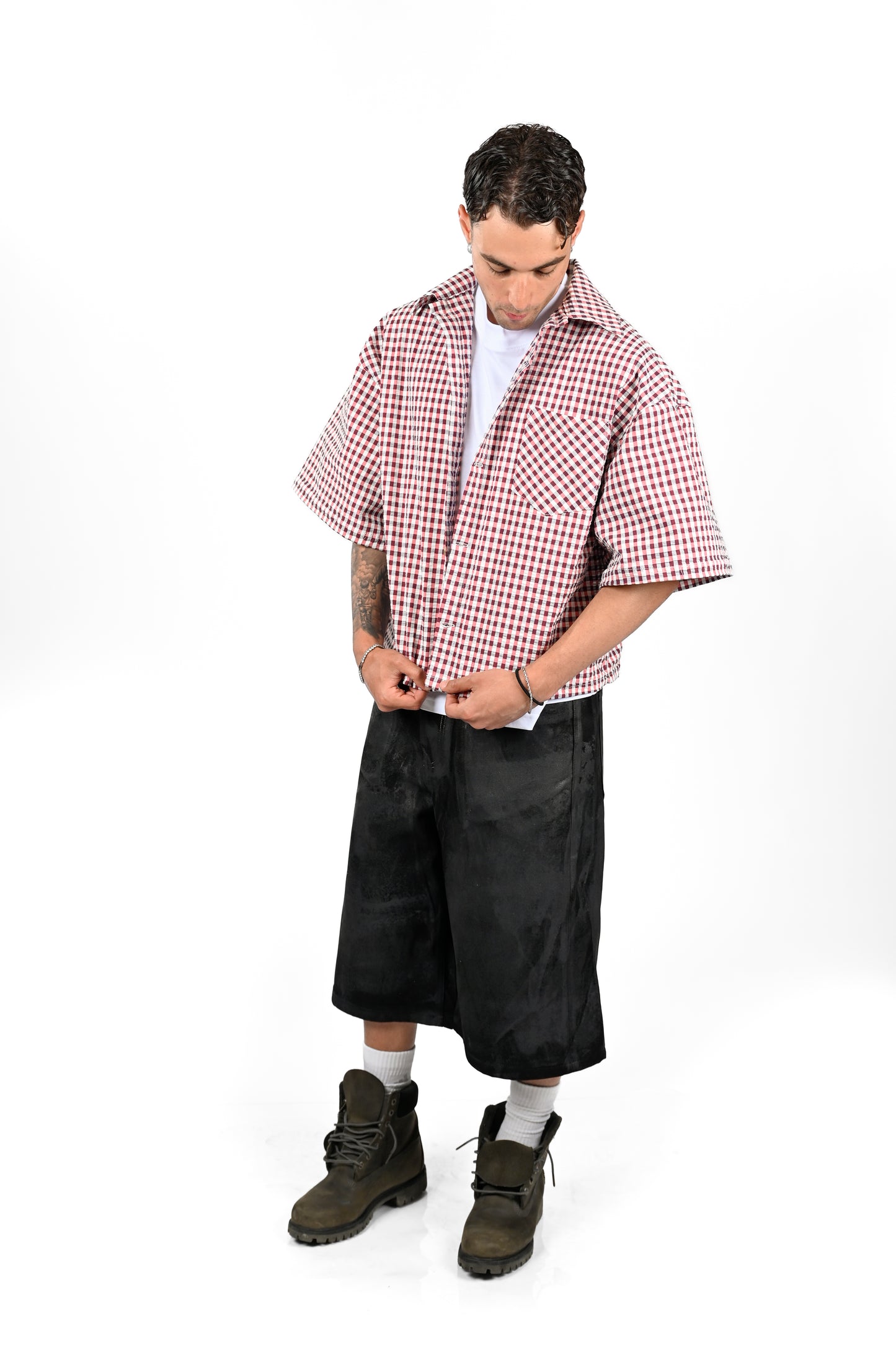 STRIPED SEERSUCKER SHIRT LUMBERJACK RED