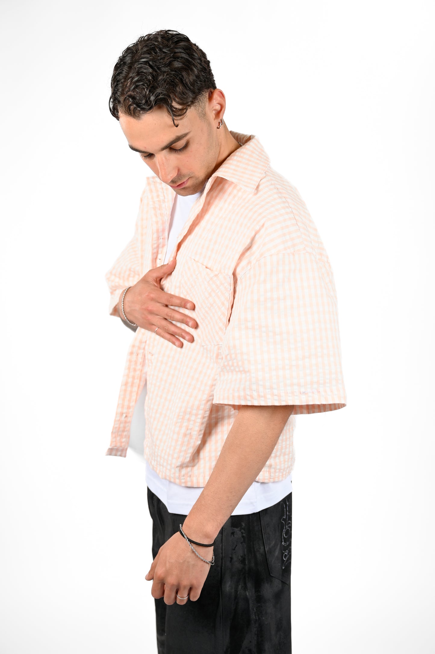 STRIPED SEERSUCKER SHIRT DUSTY PINK